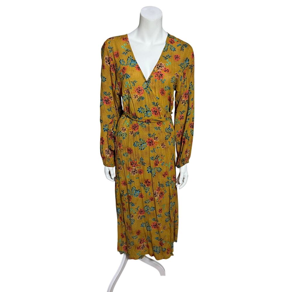 New Faithful the Brand X Anthropologie Figuaro Dress Womens Small Mustard Floral